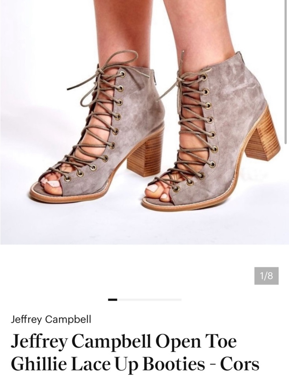 Jeffrey Campbell Taupe Suede Open-Toe Ghillie Lace-Up Booties